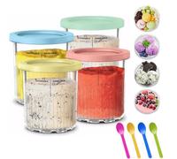 Set da 4 Contenitori Deluxe da 680ml con Coperchio per Ninja Creami - Compatibili con le Serie NC500 & NC501 - Accessori Ideali per Macchina per Ninja - Perfetti per Gelato, Sorbetto e Yogurt Gelato