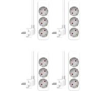 Set da 4 ELRO ES103 Ciabatta con 3 prese e cavo da 1,5 m - Protezione bambini - Spina Schuko - max. 3680 W - Certificato TÜV - Bianco