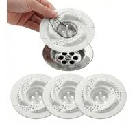 Set da 4 Filtri Capelli per Doccia e Lavello Cucina - Griglia Doccia Anticapelli con Asta di Rimozione - Raccogli Capelli Doccia Universale (7,6 cm) - Protezione Sifone Anti-Rifiuti e Antiruggine