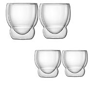 Set da 4 in Vetro Borosilicato Termico 2 Tazzine Caffè Espresso 9cl e 2 Tazze Tè tisana Cappuccino gelato 23cl Doppia Parete Impilabili Luigi Bor-mioli GLOBO MADE IN ITALY