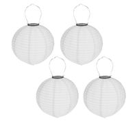 Set Da 4 Lanterne Solari Eaxus Con Palla LED 20 Cm In Bianco