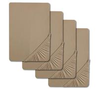 Set da 4 lenzuoli con angoli CloudComfort Basic in jersey elasticizzato, colore taupe, 120 x 200 cm (4 pezzi)