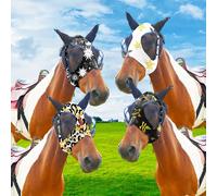 Set da 4 maschere antimosche per , lisce e , con elasticità per le orecchie, maschera per il muso del cavallo, copertura per , accessori per equitazione (Grande)