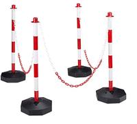 Set da 4 Paletti di Delimitazione, Colonnine,Barriere Eventi e Feste, Dissuasore Parcheggio, 82x112x28 cm, Rosso Bianco, 1 pz