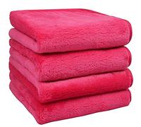 Set Da 4 Panno Struccante Viso Riutilizzabile, Panno Microfibra per la Pulizia del Viso Rosa 25CMX25CM