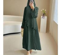 Set da 4 pezzi: Abaya con volant, Vestito a sottoveste senza maniche, Sciarpa per la testa, Cintura Primavera L,M,S,XL,XXLPoliestere