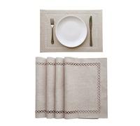 Set da 4 pezzi Beige/Blu Navy/Grigio Scuro/Cachi Sottopiatti Premium Traforati, Stile Minimalista Moderno, Tessuto 100% Poliestere, Rettangolare 31cm*46cm, Tessitura A Spina Di Pesce, Utilizzo Reversi