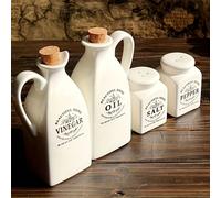 Set da 4 pezzi, Bottiglia per olio, Dispenser per olio in ceramica, Barattolo per olio a prova di perdite, Bottiglia per olio vintage, Barattolo per condimenti, Barattolo per spezie, Barattolo per ace