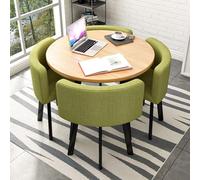 Set da 4 pezzi con tavolo da pranzo rotondo e sedie imbottite, perfetto per ufficio, reception, club, bar, casa, balcone e sala pausa