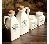 Set da 4 pezzi di bottiglie per condimenti da cucina, bottiglie per olio, dispenser per olio in ceramica, pentola a tenuta stagna, bottiglia per olio vintage, barattolo per spezie, barattolo per aceto