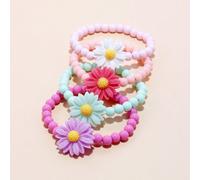 Set da 4 pezzi di braccialetti con perline e fiori di margherita colorati, set di gioielli per bambine, accessori per campus, compleanni, feste, regali per amici e migliori amiche, adatti per uso quot