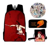 Set da 4 pezzi Fairy Tail Zaino Studente, Anime Lucy Heartfilia, zaino con stampa cartoni animati, borsa a tracolla, astuccio per la scuola, unisex, borsa per computer, borsa da viaggio, Tipo 10, 40 x