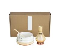 Set da 4 pezzi, fatto a mano, facile pulire, set tè Matcha, supporto for utensili, ciotola, frusta, cucchiaio, cerimonia, accessori tradizionali per preparare il tè matcha(Yellow)