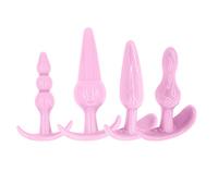 Set da 4 pezzi in morbido silicone medico per donne, Anale Pugs Principianti Set per donne e uomini oft Share Pleasure Trainer Kit A Pink
