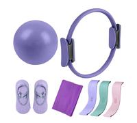Set da 4 Pezzi Kit Pilates, Kit Pilates Completo x casa, Accessori Pilates Donna Kit, Ring Pilates, Attrezzatura per Stretching A Casa, Fitness Ring per Esercizi Interni della Cosce E Gambe (Viola)