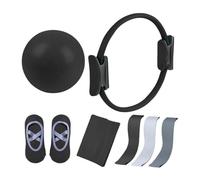 Set da 4 Pezzi Kit Pilates, Kit Pilates Completo x casa, Accessori Pilates Donna Kit, Ring Pilates, Attrezzatura per Stretching A Casa, Fitness Ring per Esercizi Interni della Cosce E Gambe (Nero)
