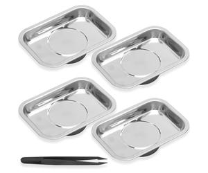 Set da 4 Pezzi Magnetschale Officina - Vassoio Magnetico Acciaio Inox | per Tenere Viti, Bulloni, Supporto Magnetico Utensili, Porta Bit Magnetiche, per Officina e Scaffale Garage