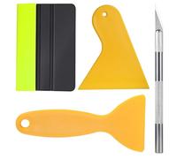 Set da 4 pezzi per applicazione di pellicole - Spatola con feltro, taglierino di precisione con 10 lame, spatola per pellicole, auto, pellicole per finestre, mobili e lavori manuali