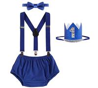 Set da 4 pezzi per feste di primo compleanno e 2° compleanno per torta di Lumberjack Farm Wild pannolino con pantaloncini in PP+bretelle a Y posteriore+papillon + fascia per orecchiocorona principe