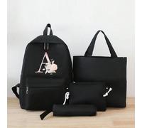 Set da 4 pezzi Zaino casual con stampa di lettere per ragazze, zaino alla moda, borsa a spalla di grande capacità, astuccio portatile, portamonete, zaini da viaggio, adatti per studenti universitari,