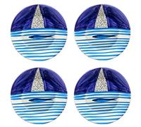 Set da 4 Piatti piani in ceramica stile Vietrese Ø 24 cm dipinti a mano- piatto da portata e servizio da Tavola -Vietri-Costiera Amalfitana-Caltagirone-Sicilia-0108251200-4