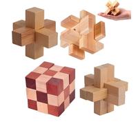 Set Da 4 Rompicapo Legno, Giocattoli Logica Puzzle Di Legno, Giochi Rompicapo Gioco Intelligenza, Classico Rompicapi Giocattoli Di Legno, Mini Rompicapo 3D in Legno, Rompicapi in Legno in 3D