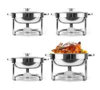 Set da 4 Scaldavivande per Buffet, Scaldavivande in Acciaio Inox, Portavivande da Buffet con Coperchi per Ristoranti, Banchetti, Feste, Picnic E Mense.