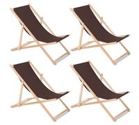 Set da 4 sdraio da spiaggia e da giardino lettini prendisole marrone faggio