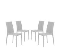 set da 4 Sedie In Plastica Da Giardino E Da Esterno Stile Rattan bianco