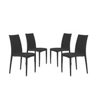 Set da 4 Sedie In Plastica Da Giardino E Da Esterno Stile Rattan Grigio scuro
