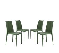 BUYBUY Kit 4 Sedie In Plastica Da Giardino E Da Esterno Stile Rattan Verde