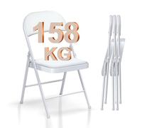 Set da 4 sedie pieghevoli, sedie da giardino bianche, sedie alluminio da esterno, fino a 158 kg, in ecopelle, sedie moderne per matrimoni, mangiare, cucina, scuola