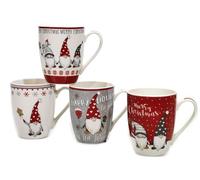 Set da 4 Tazzone da latte merry christmas decorazioni babbo natale gnomi elfo cl36 ottima idea regalo