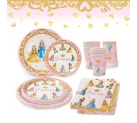 Set da 40 pezzi di stoviglie usa e getta decorative a tema principessa rosa per festa, set di stoviglie per festa di rivelazione del sesso, inclusi 8 piatti di carta da 7 e 9 pollici, 8 bicchieri di c
