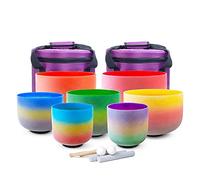 Set Da 440Hz 6-12in Di 7 PCS. Ciotola Di Canto Di Cristallo, Con Custodia For Il Trasporto Pesanti, Attaccante In Pelle Scamosciata, Martello Di Gomma E Oring, For Meditazione, Sano Guarigione, Yoga