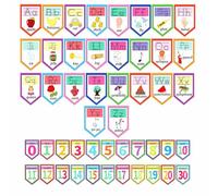 Set da 48 pezzi con lettere dell'alfabeto e numeri, poster per formazione di lettere dalla A alla Z per EYFS, KS1, scuola elementare, risorse per l'apprendimento dei primi anni, decorazione da parete