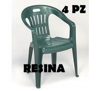SET DA 4PZ SEDIA VERDE MONOBLOCCO IMPILABILE SCHIENALE BASSO 56X55X78H PROGARDEN