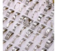 Set da 5/10/15/20/40 pezzi di anelli in acciaio inossidabile argento, stili casuali, anelli da uomo minimalisti, anelli hip hop lucidi e versatili, anelli di moda, regalo a sorpresa per amici, fidanza