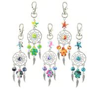 Set da 5 Acchiappasogni, pietre preziose naturali, forme assortite, animali da spiaggia, portachiavi in turchese, accessori di moda, pendenti per borse, per uso tutto l'anno, zaino per la scuola, acce