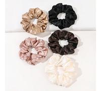 Set da 5 elastici per capelli in finta seta dai toni caldi per l'autunno e l'inverno, grandi scrunchies color cachi classici, accessori casual per capelli, elastici per coda di cavallo, accessori per 