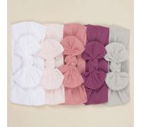 Set da 5 fasce per capelli per bambini - Nuove fasce in nylon morbido e confortevoli - Accessori carini per neonati - Elastiche senza danneggiare i capelli - Decorazioni per capelli alla moda e belle 