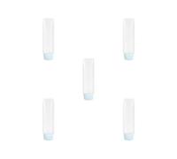 Set da 5 flaconi da viaggio per gel doccia e dentifricio, riutilizzabili, a prova di perdite, dispenser comprimibile, accessori per tubi, 50 ml, blu