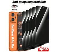Set da 5 pezzi compatibile con iPhone 17 17pro 17Promax 16Plus 16 16Pro 16Promax 14 15 15Pro 14Plus 13 12mimi 11promax, accessori per cellulari, pellicola temperata anti-spionaggio, protezione della p
