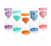 Set da 5 pezzi con clessidra per bambini, con clessidra in vetro, 5 e 10 minuti, 30 minuti, ideale per lavarsi i denti