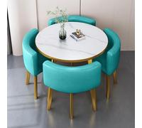 Set da 5 pezzi con tavolo da pranzo rotondo con 4 sedie, elegante arredamento da cucina e sala da pranzo, perfetto per colazione, bar o conferenze, design compatto, 80 x 75 cm