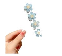 Set da 5 pezzi da donna multicolore con fiori di ciliegio camelia bella clip laterale con frangia forcina per uso quotidiano (blu Sakura)