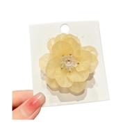Set da 5 pezzi da donna multicolore con fiori di ciliegio camelia bella clip laterale con frangia forcina per uso quotidiano (una camelia gialla)