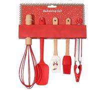 Set da 5 pezzi di forniture per dolci natalizi, spatola natalizia a tema alimentare con frusta, pinza, pennello, set di simpatici utensili da forno per cucinare, saltare in padella, mescolare, se