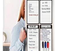 Set da 5 Pezzi di Lavagne Magnetiche Cancellabili a Secco Casuali per Frigorifero - Inclusi 3 Pennarelli a Punta Sottile e 1 Cancellatore, Lista della Spesa, Menu, Lista dei Compiti, Diagramma delle F