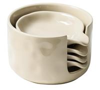 Set da 5 pezzi in ceramica con poggiamestolo e piatto per salsa, include 4 ciotole con supporto a forma di onda, 11,9 x 7,9 cm, per cucina asiatica